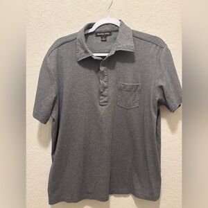 Michael Kors 3 Button Collar Charcoal Gray Polo Short Sleeve Shirt Size X-Large
